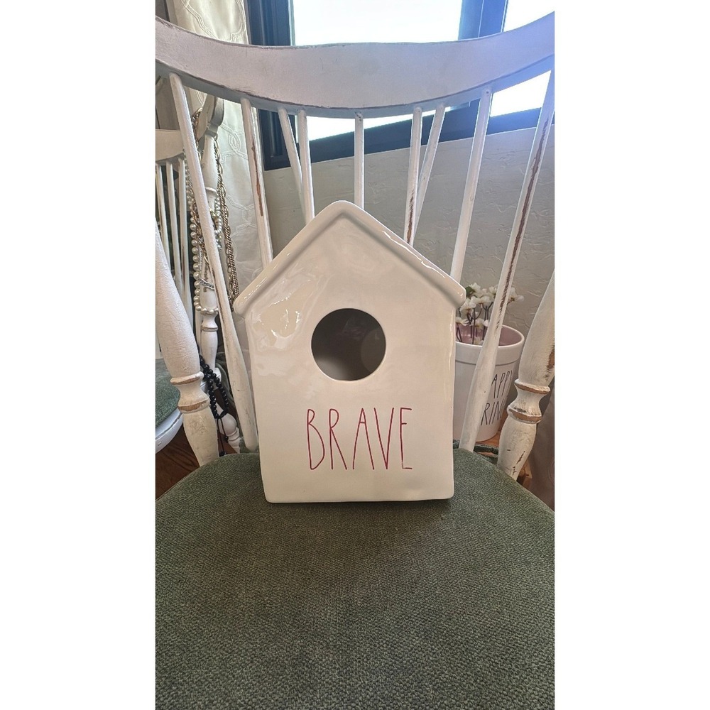 Rae Dunn BRAVE birdhouse ceramic OG